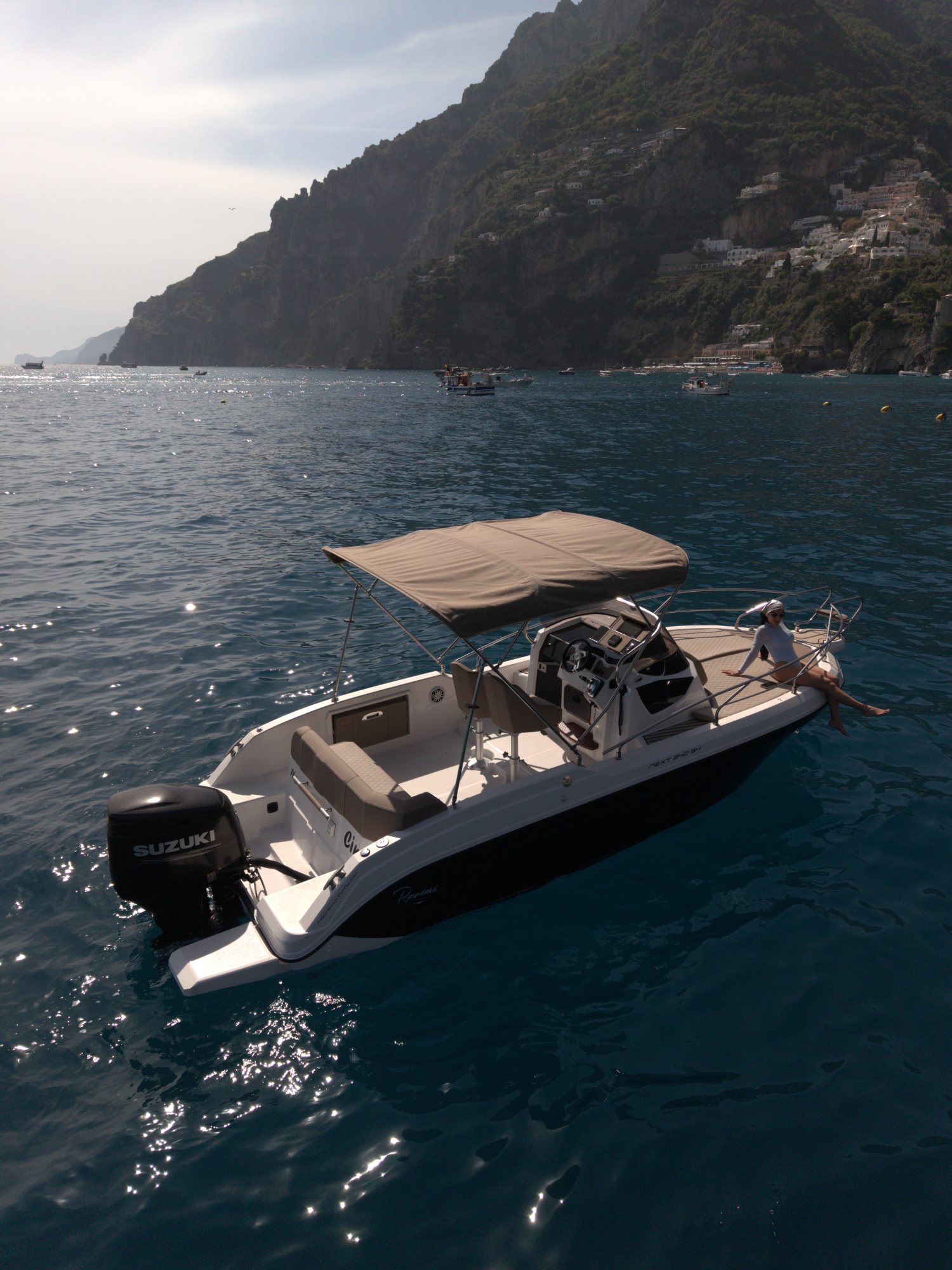 Positano's vertical town seen from the water