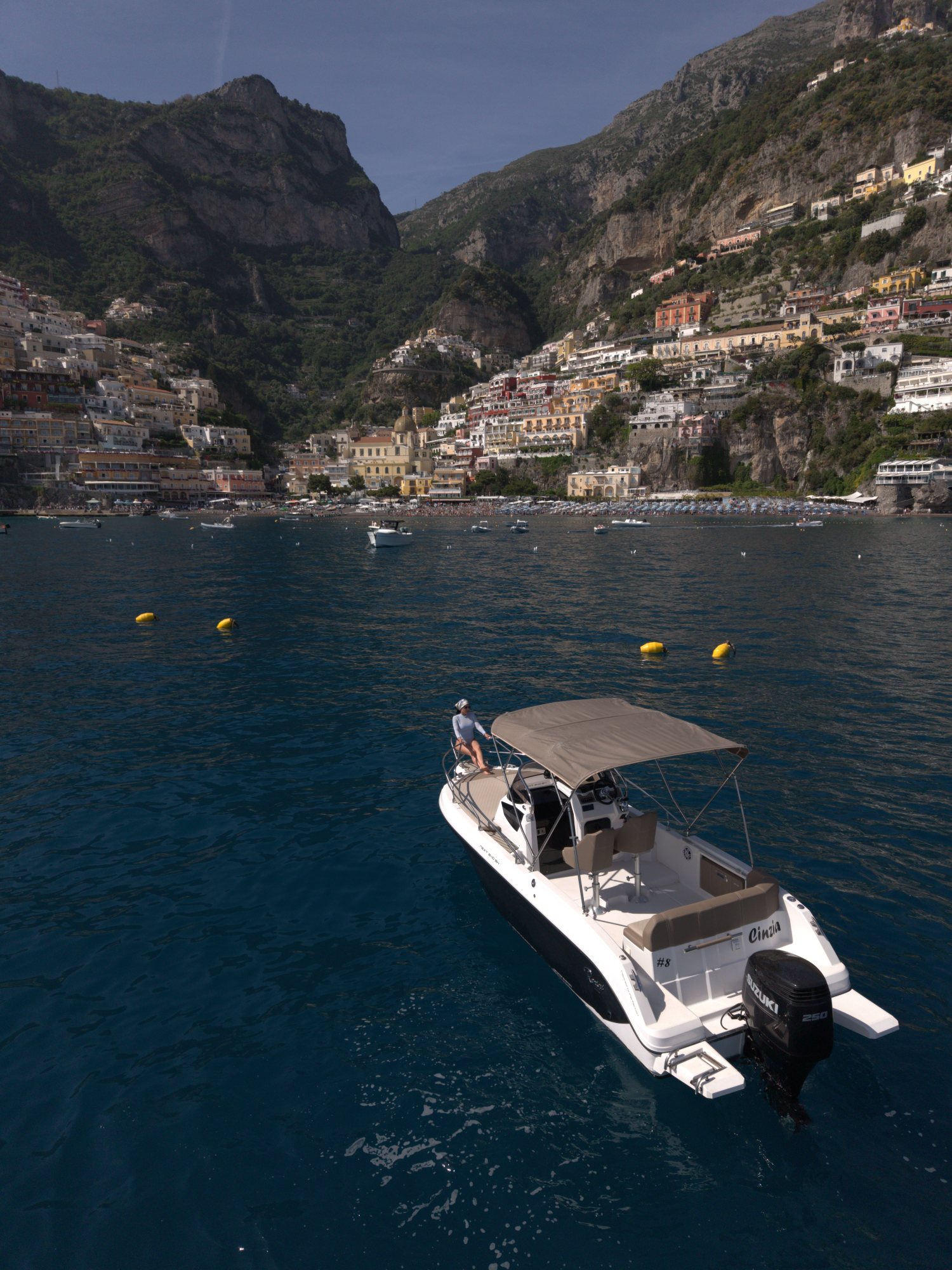 A hidden cove on the Amalfi Coast seen from a boat